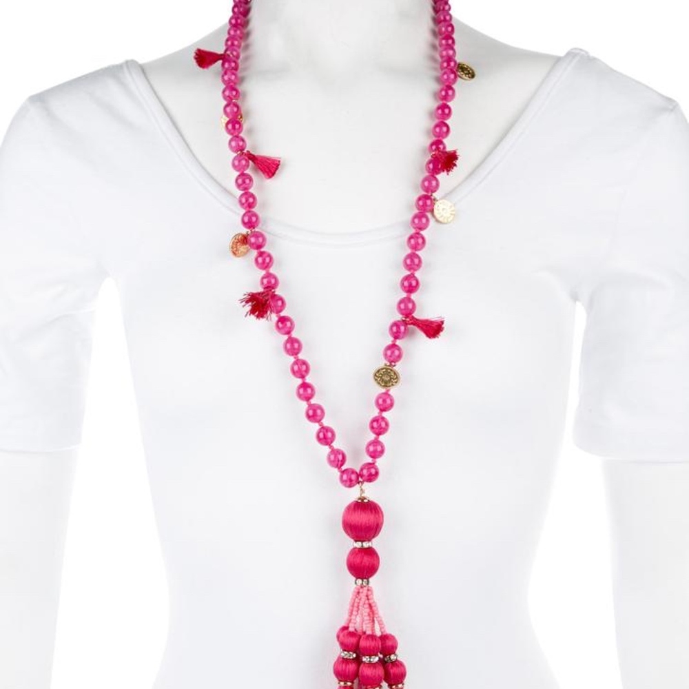 Kate Spade 12k Gold Plated Bead /Tassel Necklace - Picture 2 of 6